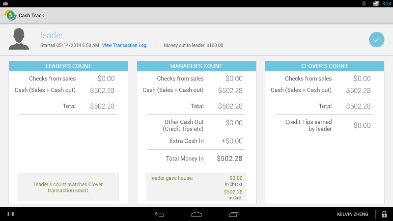 The Cash Track app enables you to track and monitor cash out and cash in from employees or registers. 