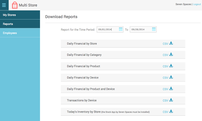 Multi Store Reporting App Screenshot