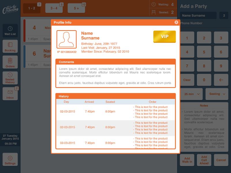 Wait List Ordering App Screenshot