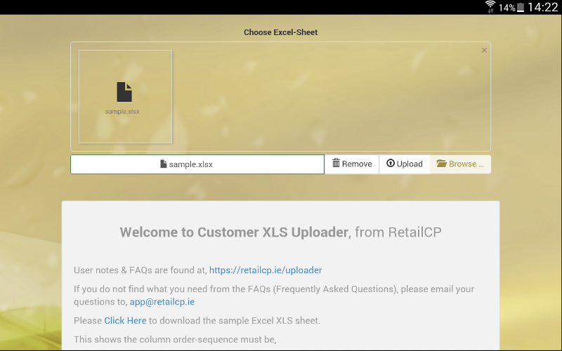 XLS Uploader for Customer Lists Screenshot